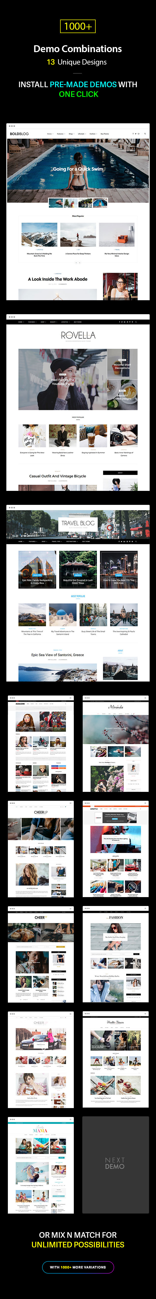 Multiple Blog and Magazine Layouts, 13+ Unique Designs