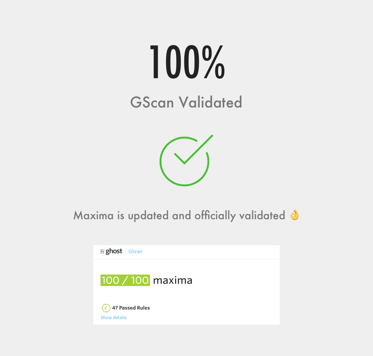 Maxima Ghost Theme Validated With GScan