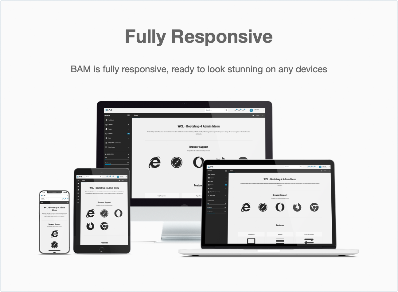 Responsive Bootstrap 4 Admin Menu - Responsive