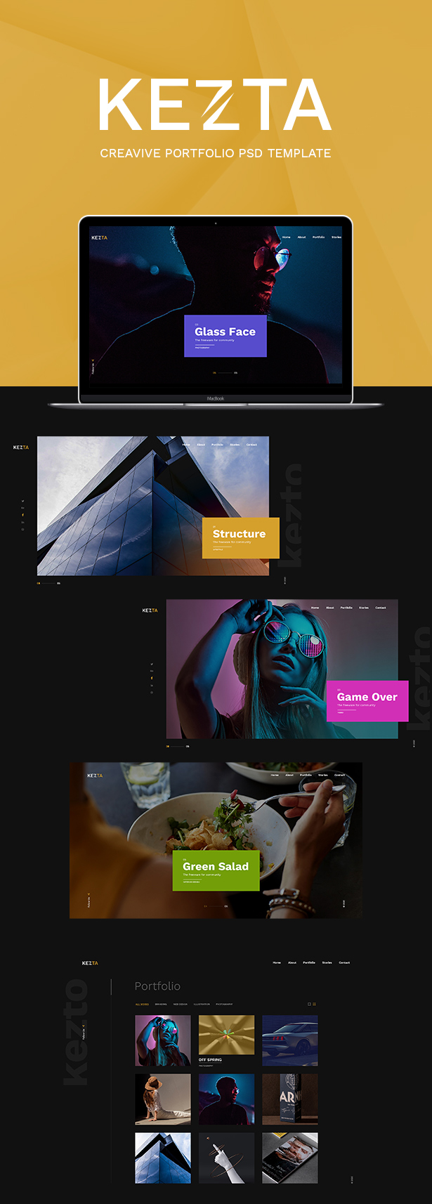 Kezta - Creative Portfolio PSD Template - 1