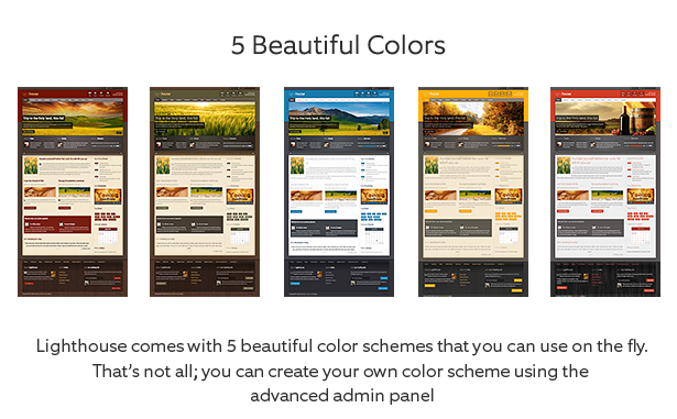 Lighthouse Joomla Template is built with 6 lovely colors