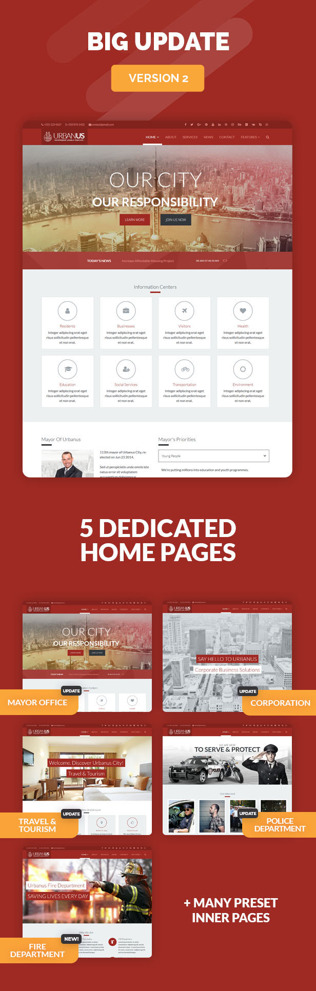 Urbanus - Responsive Government Joomla Template - 1