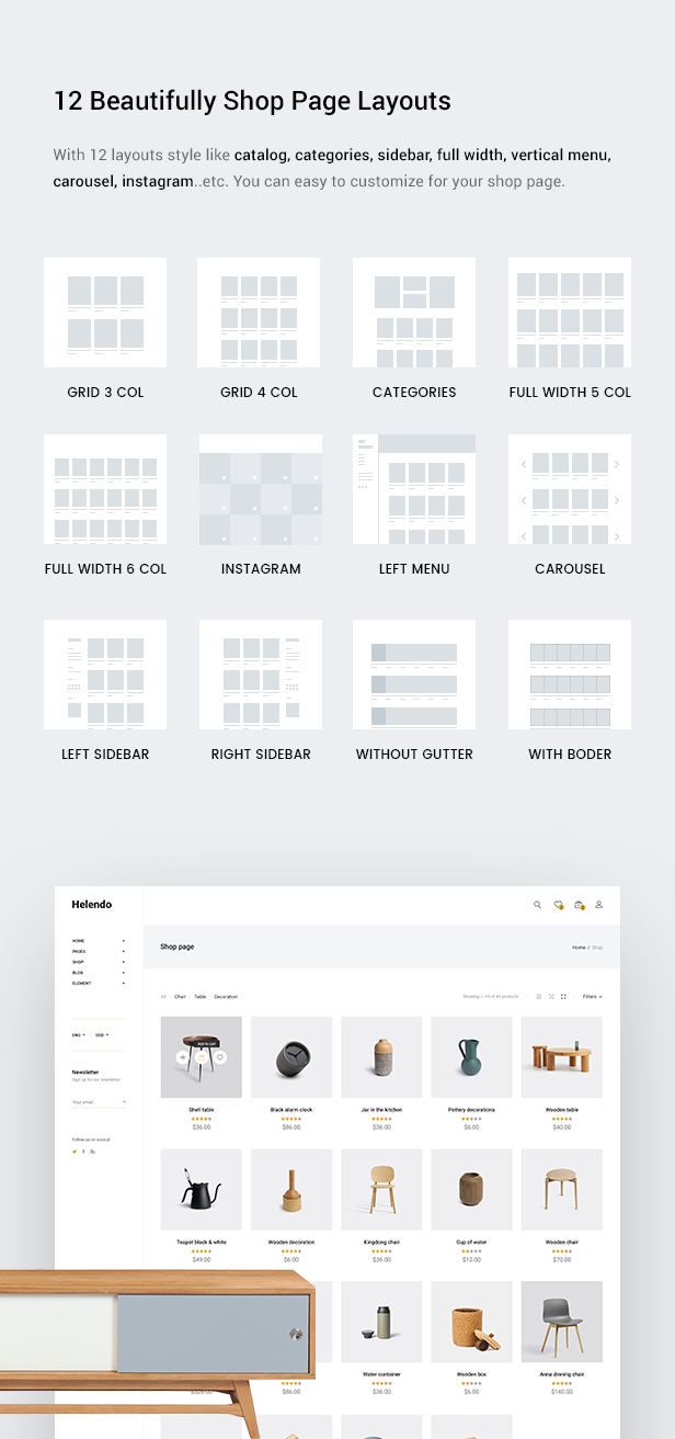 Helendo WooCommerce WordPress theme for furniture