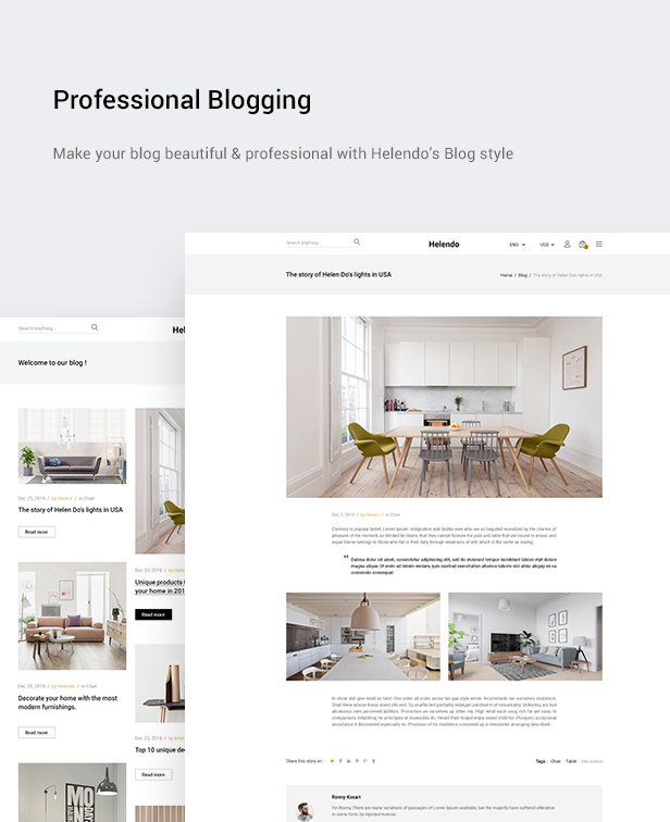 Helendo WooCommerce WordPress theme for furniture