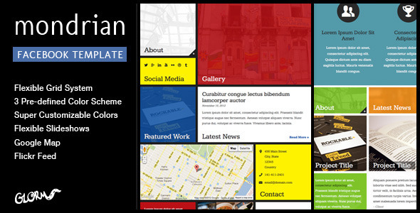 Mondrian - HTML/CSS Facebook Template