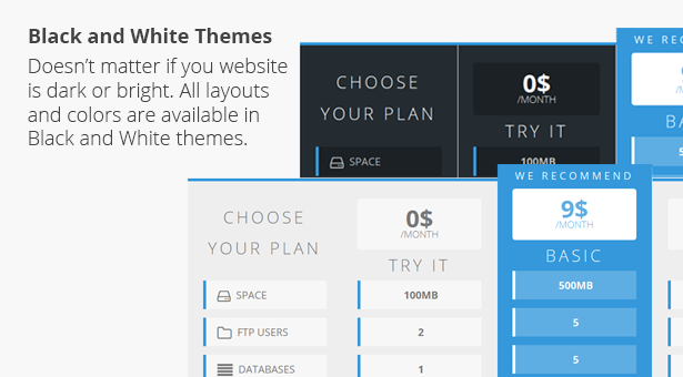Flat Pricing Table, 2 Themes, 8 Colors - 5