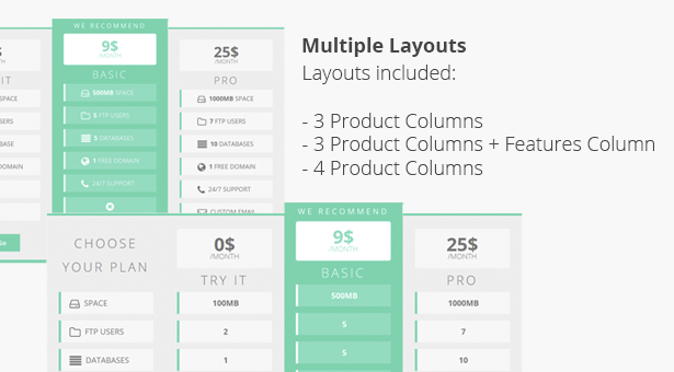 Flat Pricing Table, 2 Themes, 8 Colors - 6