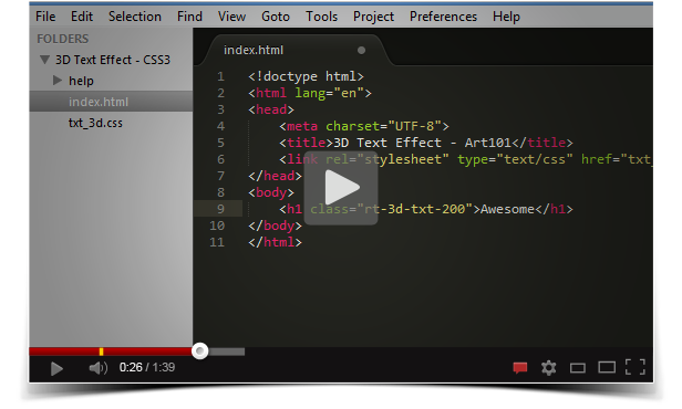 youtube - CSS3 3D Text Effect