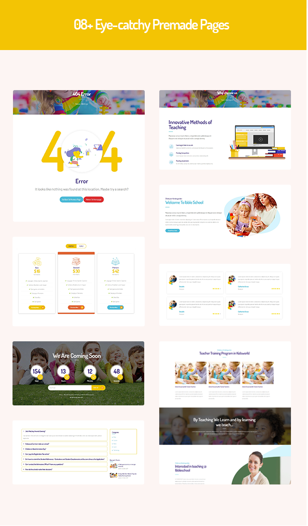 08 inner pages in Ibble Education WordPress Theme