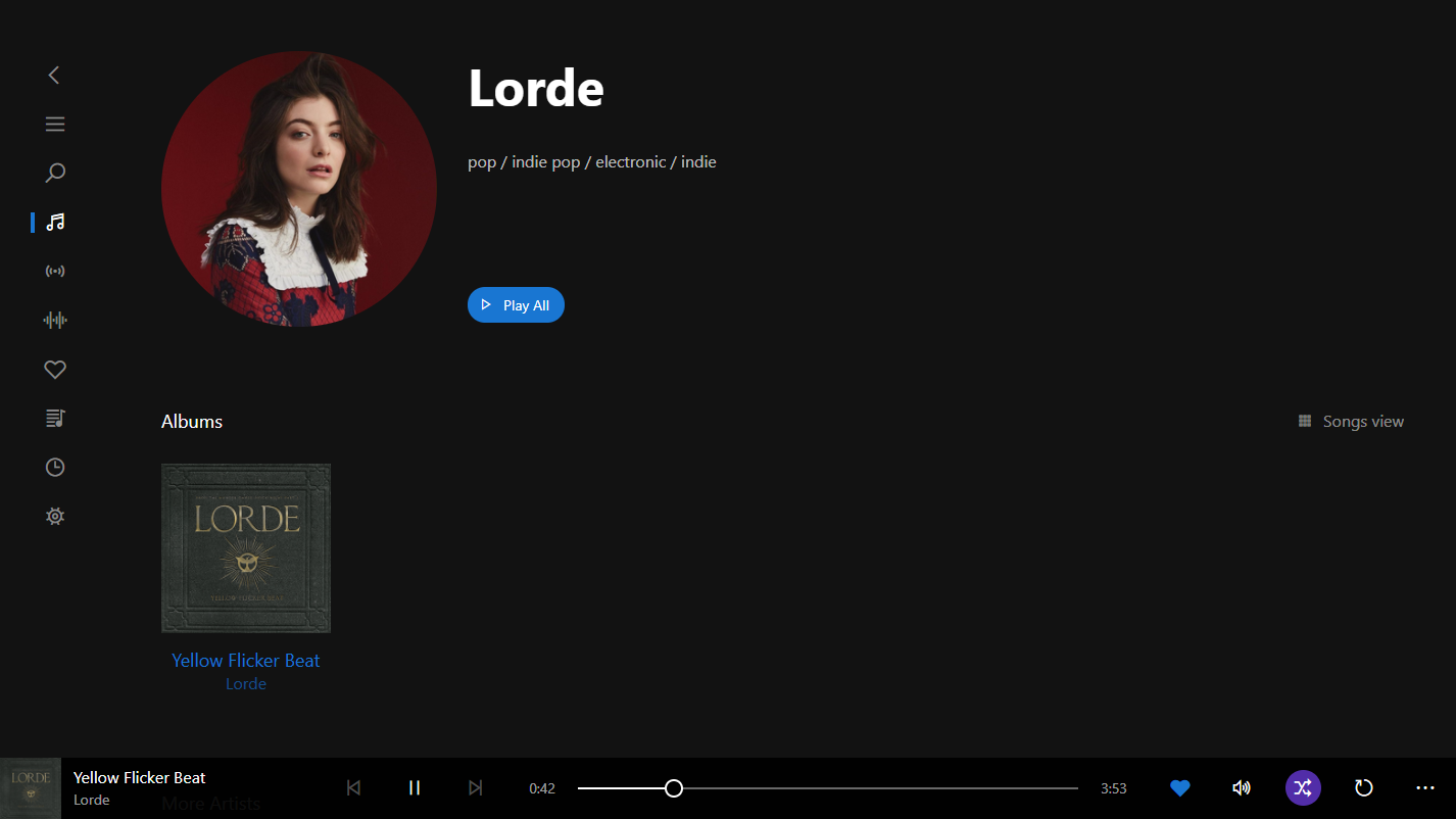 SPlayer UI - Music - Artist - Dark Theme - Dark Bar