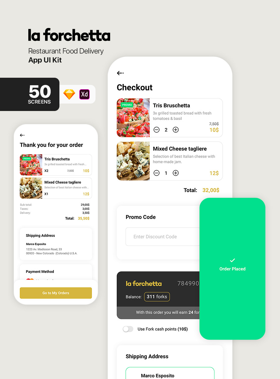 Forchetta Food App UI Kit - 1
