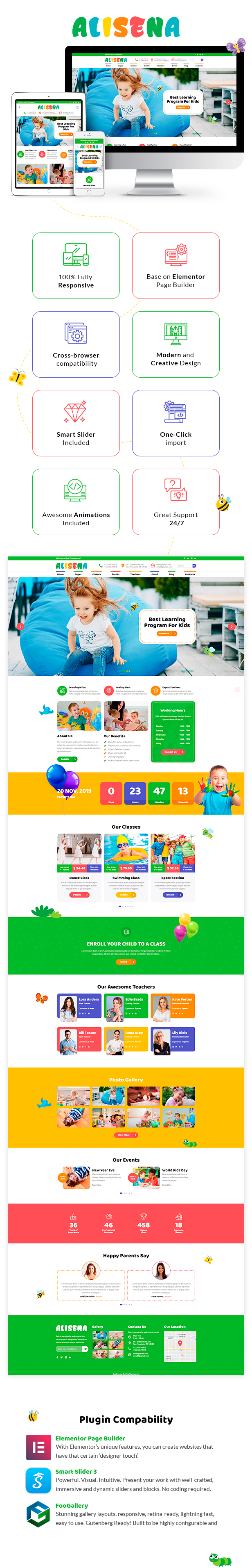 Alisena - Kindergarten & Preschool WordPress Theme - 1
