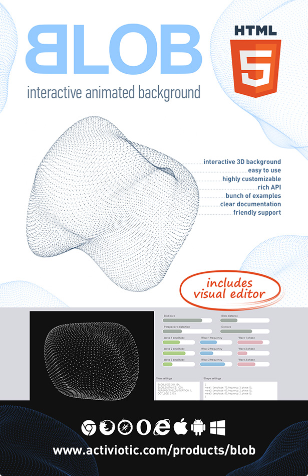 BLOB - Interactive Animated 3D Background - 3