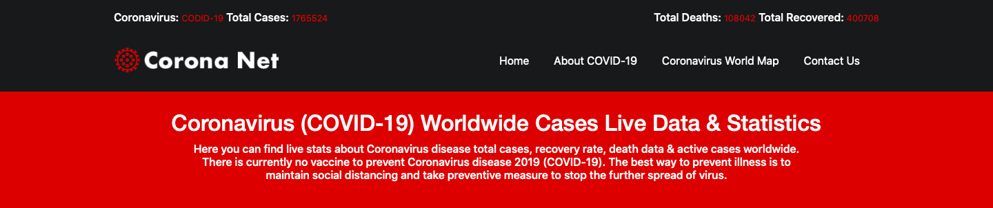 Corona Net - Coronavirus (COVID-19) Worldwide Cases Tracker Live Data Map, Table & Statistics - 3