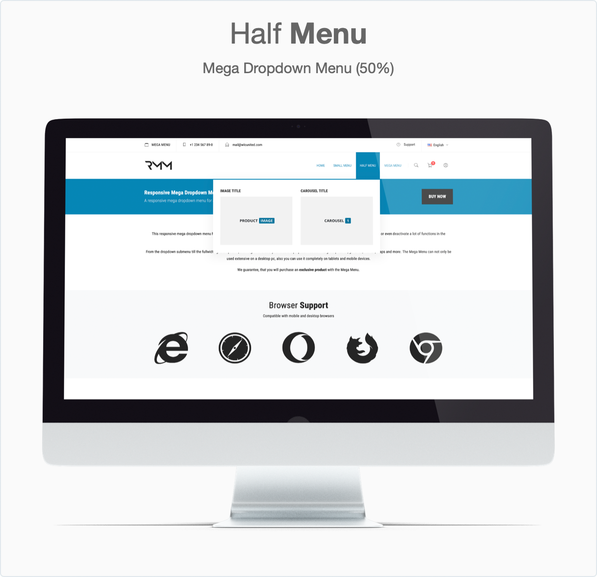 Responsive Bootstrap 4 Mega Dropdown Menu (RTL Supported) - Half Menu