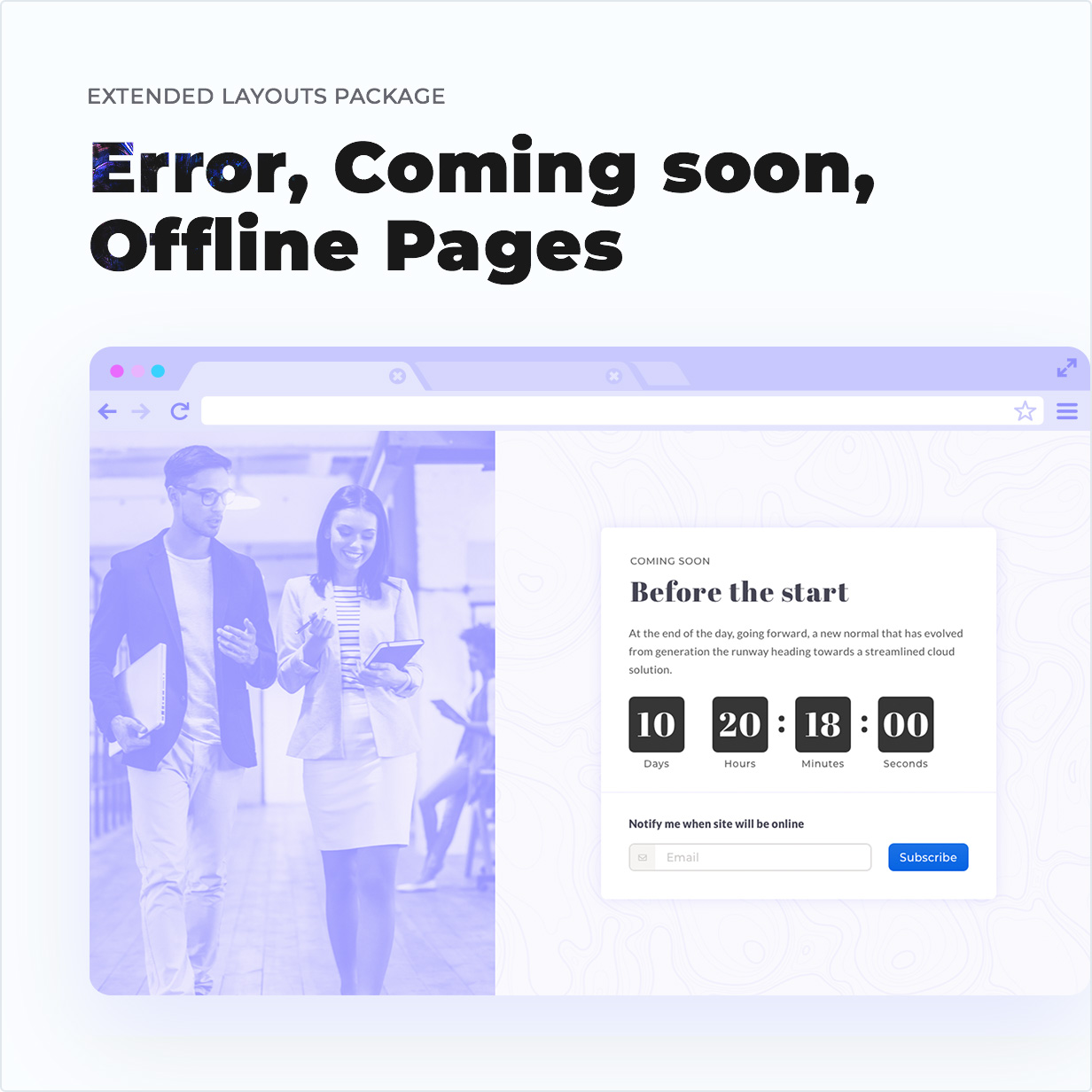 Coming Soon, Error, Offline Page