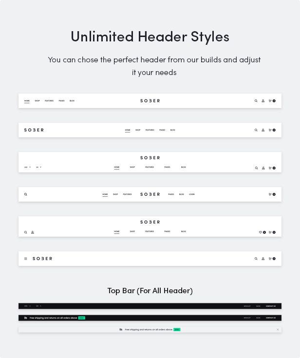 Sober WordPress theme with unlimited header styles