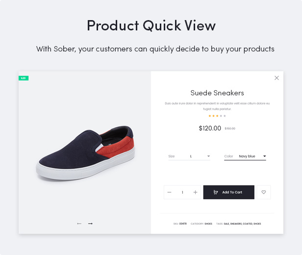 Sober WordPress theme product quick-view