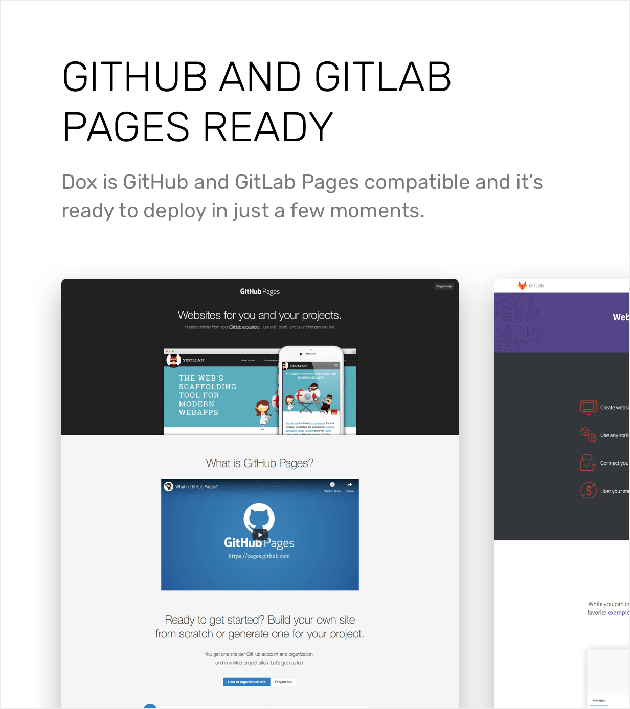 GitHub and GitLab Pages ready