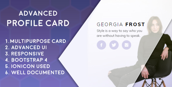 Advanced Profile Card (Bootstrap 4)