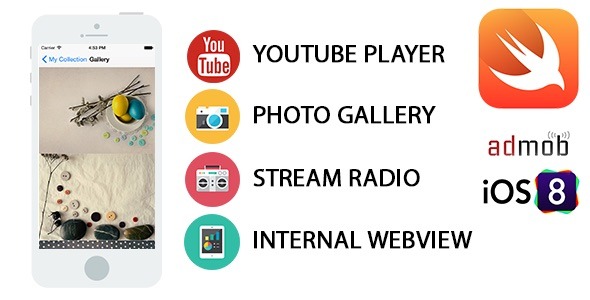 All in One iOS Swift App - Youtube, Radio, Gallery