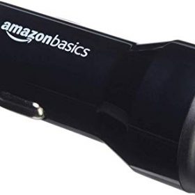 AmazonBasics 4.8 Amp/24W Dual USB Car Charger for Apple and Android Devices, Black