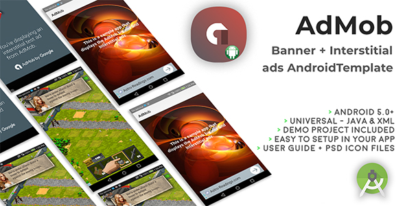 Android Universal AdMob Banner + Interstitial Ads Template