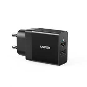 Anker 12W Power Port 2 Dual USB Wall Charger with PowerIQ for Smartphones (Black)