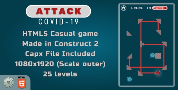 Attack Covid-19 - HTML5 Puzzle Game