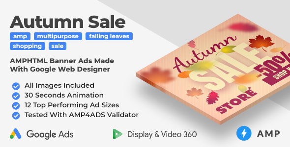 Autumn Sale - Shopping Animated AMP HTML Banner Ad Templates (GWD, AMP)