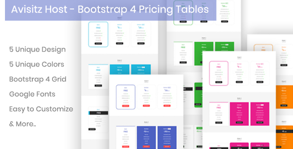 Avisitz Host - Bootstrap 4 Pricing Tables