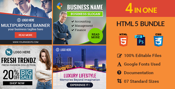 Banner Bundle - 4 in 1 HTML5 Ad Templates