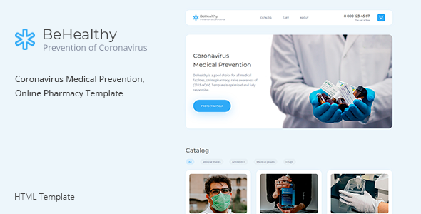 BeHealthy – Coronavirus Medical Prevention, Online Pharmacy Template