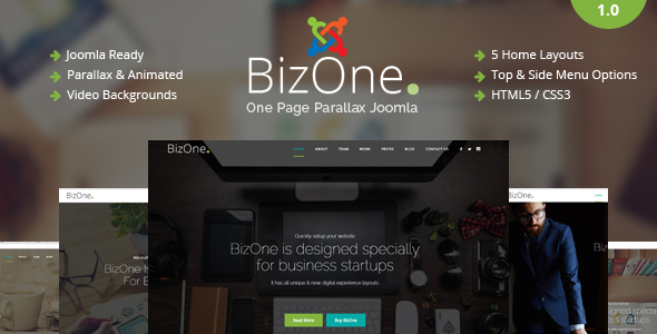 BizOne - One Page Parallax Joomla Template