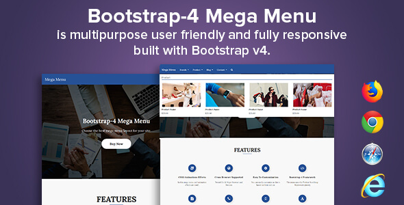 Bootstrap 4 Mega Menu