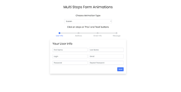 Bootstrap Multi Step Form Animations With CSS