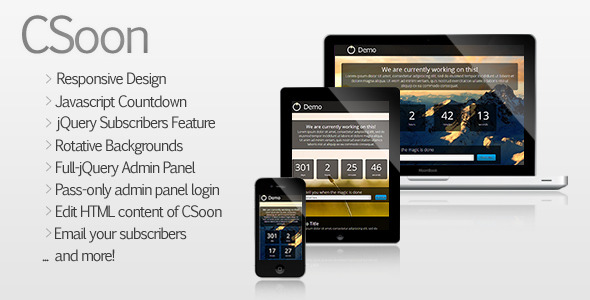 CSoon - Responsive Coming Soon w/ Admin Panel