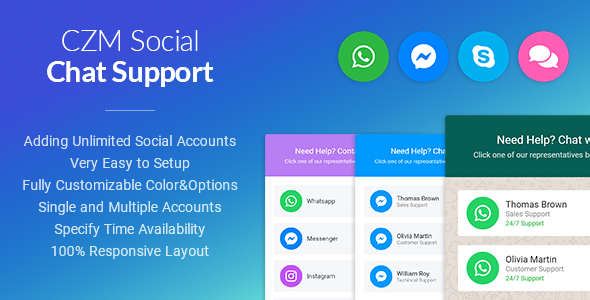 CZM Social Chat Support - jQuery Plugin