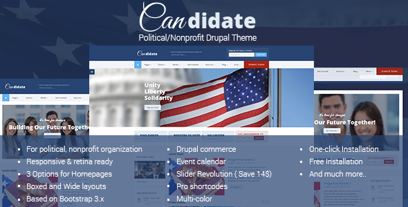 Candidate - Political/Nonprofit Drupal Theme