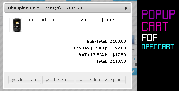 Cart Popup Turbo For OpenCart 1.06
