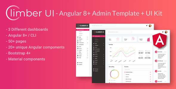 Climber UI - Angular 8+ admin template + UI Kit