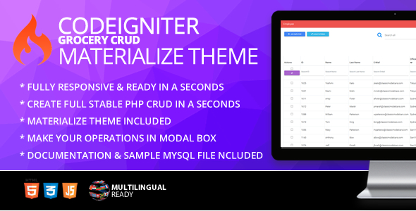 CodeIgniter Grocery CRUD Materialize Theme
