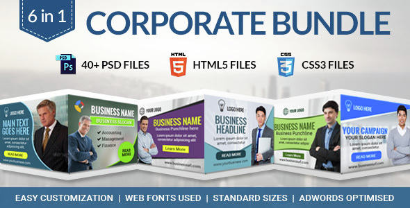 Corporate Bundle - 6 in 1 HTML5 Ad Banner Templates