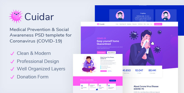 Cuidar - Coronavirus Medical Prevention & Awareness PSD Template