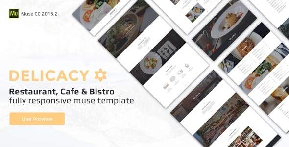 Delicacy - Bistro, Cafe and Restaurant Responsive Muse Template