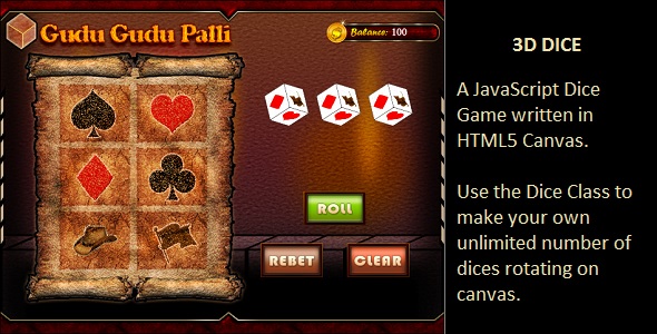 Dice Game - Object Oriented Core JavaScript Canvas 3d Dice