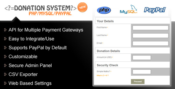 Donation Form / PHP / PayPal / Advanced Reporting