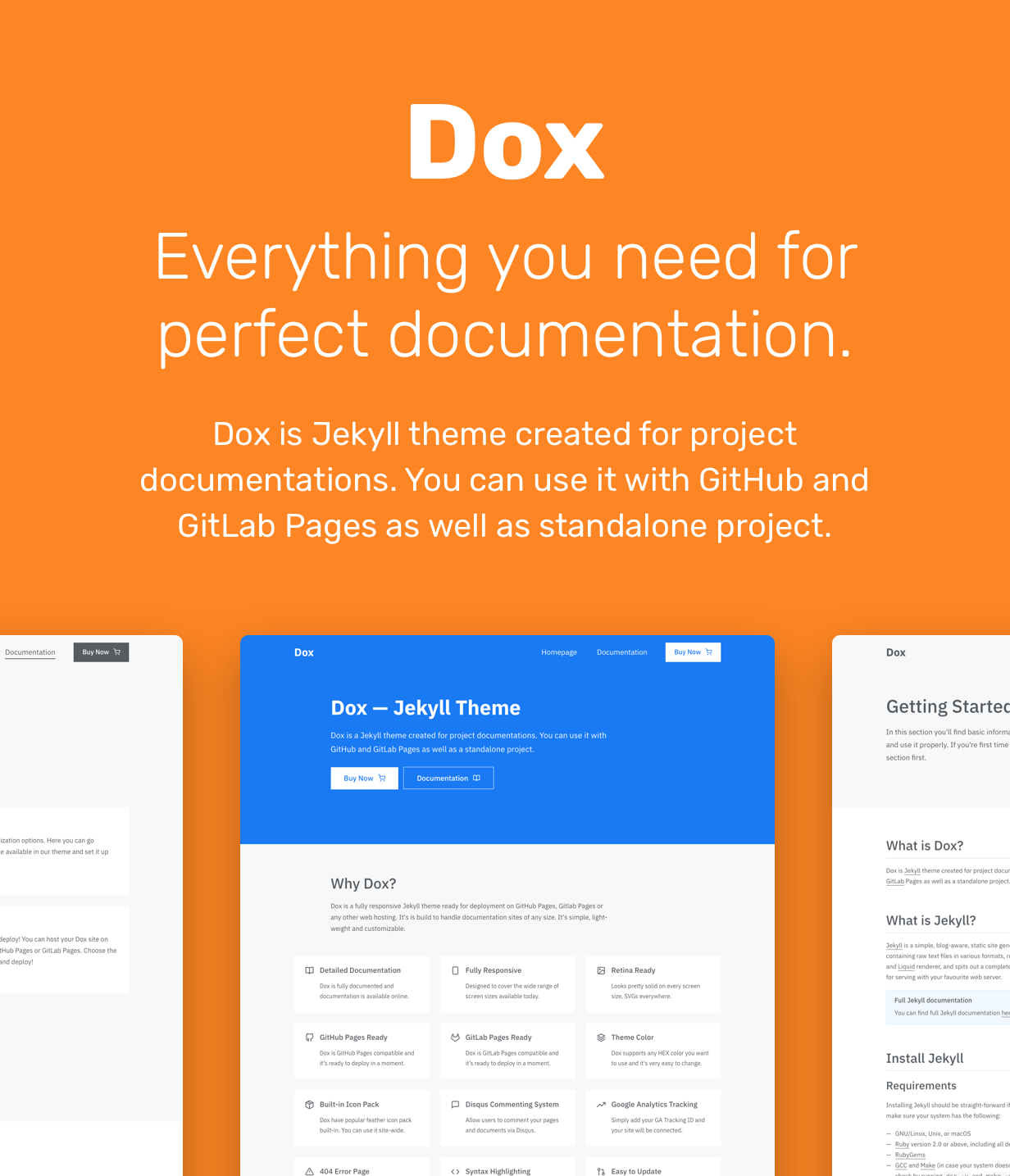 Dox is a Jekyll theme created for project documentations