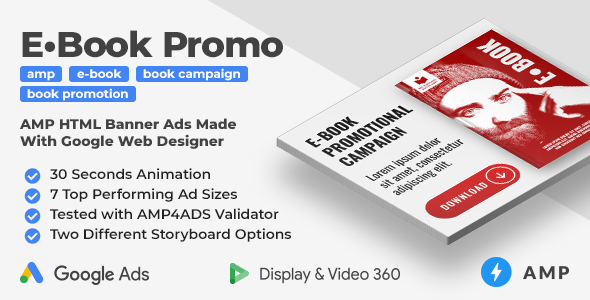 E-Book Promo - Animated AMP HTML Banner Ad Templates (GWD, AMPHTML)