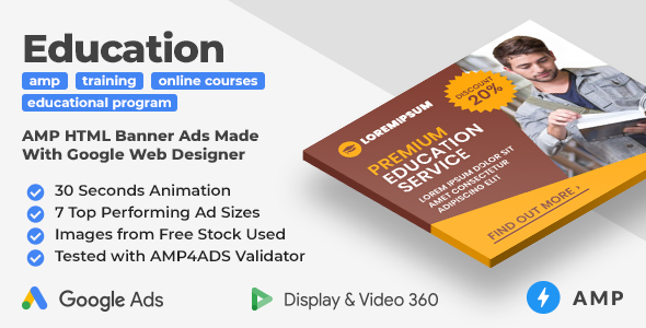 Education Program AMP HTML Web Banner Templates (GWD, AMP)